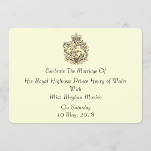 Harry & Meghan Elegant Royal Wedding Einladung