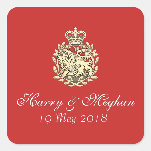 Harry Meghan Royal Wedding Red Stickers (Square) (Vorderseite)