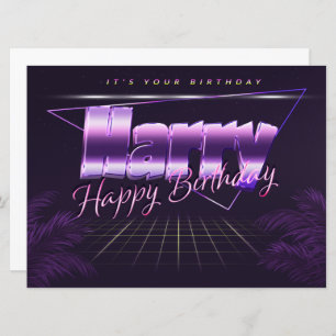 Harry Name Vorname lila retro Karte Geburtstag
