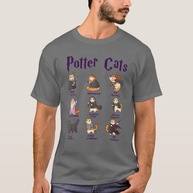 Harry Pawter Niedlich Cats T Potter Fan T-Shirt Ge (Vorderseite)