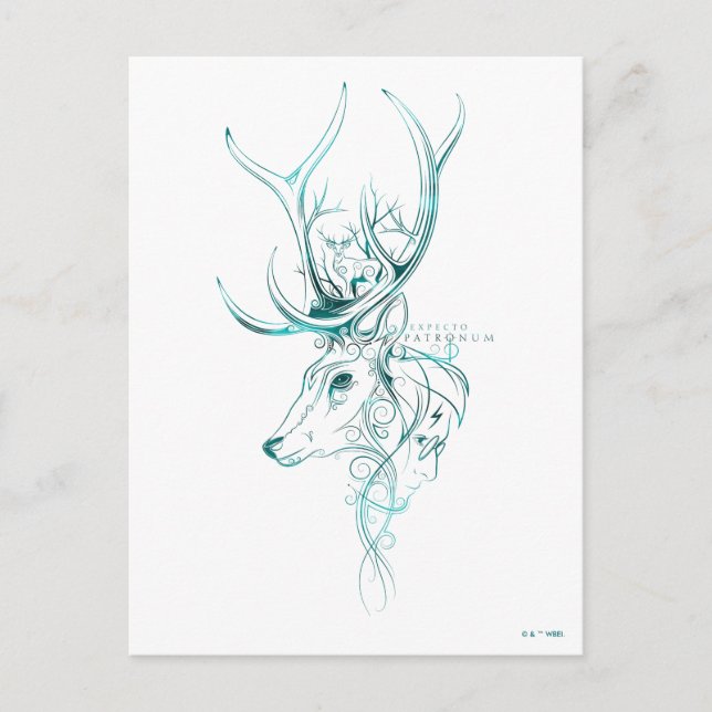 Harry Potter | Aguamenti EXPECTO PATRONUM™ Stag Postkarte (Vorderseite)