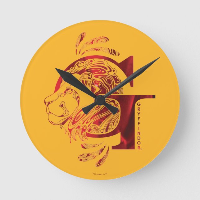 Harry Potter Aguamenti GRYFFINDOR™ Graphic Runde Wanduhr (Vorderseite)