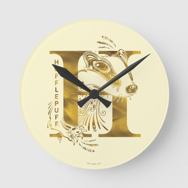 Harry Potter | Aguamenti HUFFLEPUFF™ Graphic Runde Wanduhr (Vorderseite)