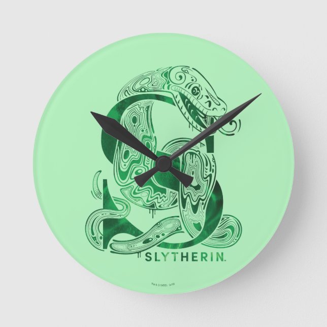 Harry Potter Aguamenti SLYTHERIN™ Graphic Runde Wanduhr (Vorderseite)