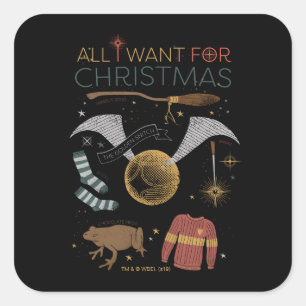 HARRY POTTER™ Alles, was ich zu Weihnachten will Quadratischer Aufkleber