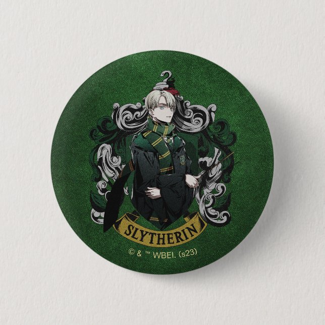 HARRY POTTER™ | Anime Draco Malfoy House Wappen Button (Vorderseite)