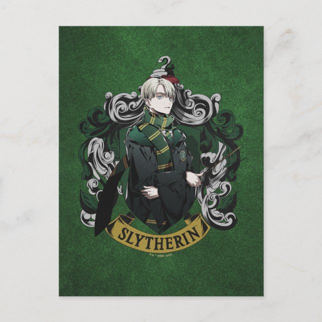 HARRY POTTER™ | Anime Draco Malfoy House Wappen Postkarte (Vorderseite)