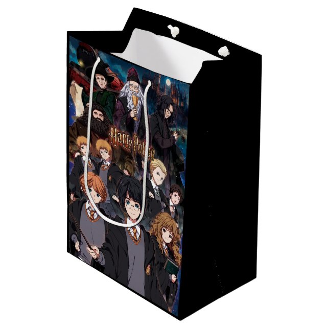 HARRY POTTER™ Anime-Ensemble-Szene Mittlere Geschenktüte (Vorderseite Schrägansicht)