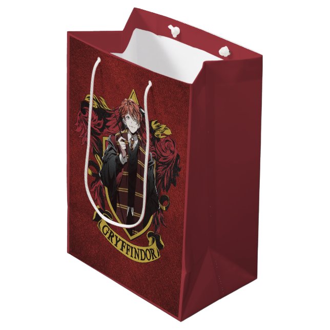 HARRY POTTER™ | Anime Ron Weasley House Wappen Mittlere Geschenktüte (Vorderseite Schrägansicht)