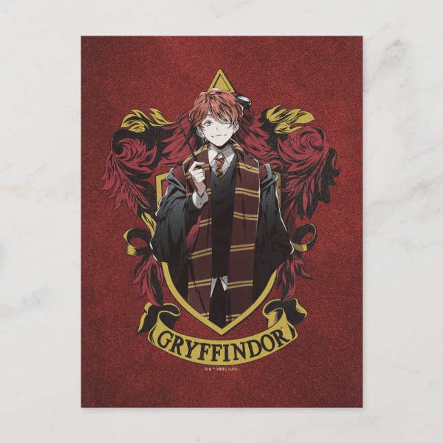 HARRY POTTER™ | Anime Ron Weasley House Wappen Postkarte (Vorderseite)