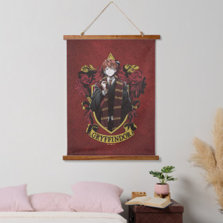 HARRY POTTER™ | Anime Ron Weasley House Wappen Wandteppich Mit Holzrahmen
