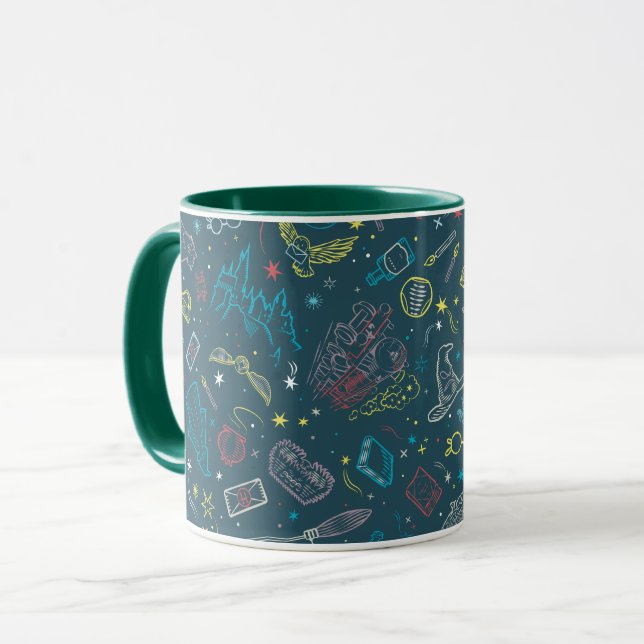 HARRY POTTER™-Artefakte Linienkunst-Muster Tasse (Vorderseite Links)