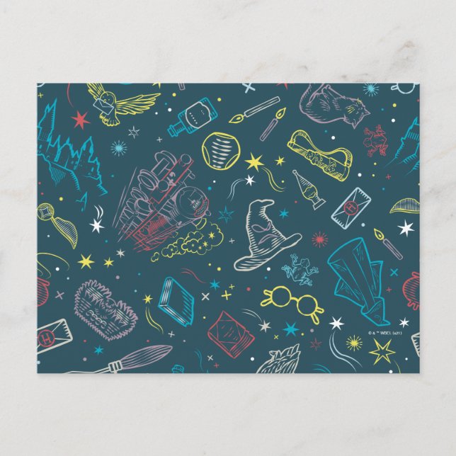 HARRY POTTER™ Artifakt Line Art Muster Postkarte (Vorderseite)