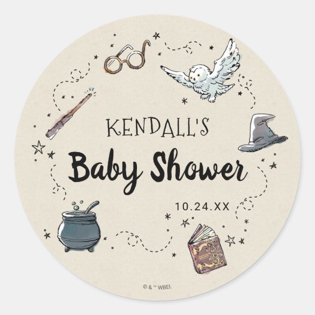 Harry Potter Baby Shower Runder Aufkleber (Vorderseite)
