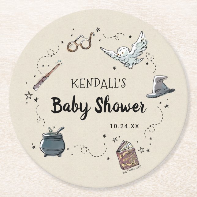 HARRY POTTER™ Baby Shower Runder Pappuntersetzer (Vorderseite)
