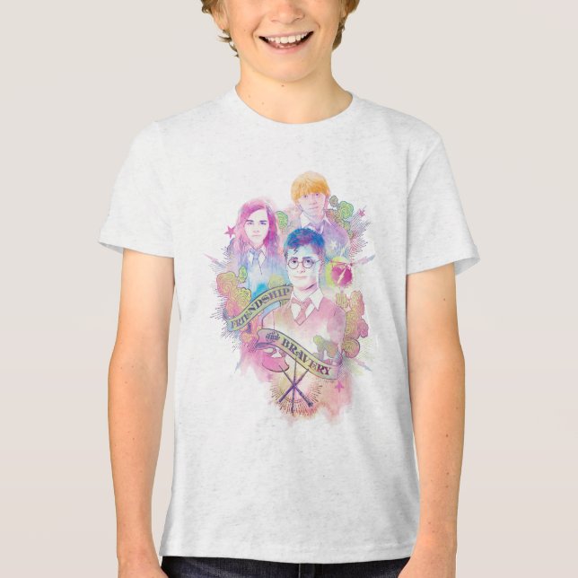 Harry Potter-Bann | Harry, Hermione u. Ron Waterc Tri-Blend Shirt (Vorderseite)