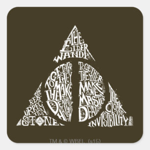 Harry Potter-Bann TOTEN   HEILIGT Typografie GR Quadratischer Aufkleber