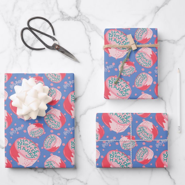 HARRY POTTER™ Birthday Cake Pattern Geschenkpapier Set (Vorderseite)