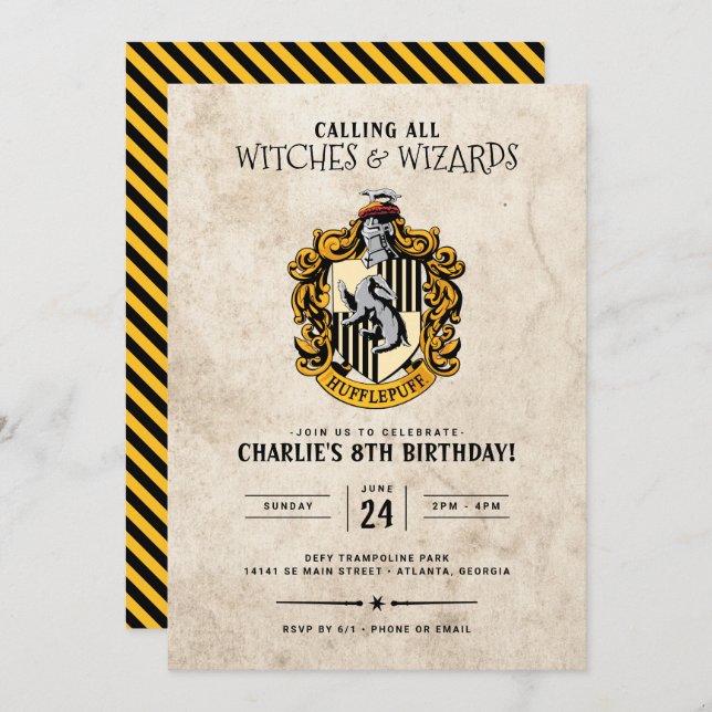 Harry Potter Birthday | Hufflepuff Einladung (Vorne/Hinten)