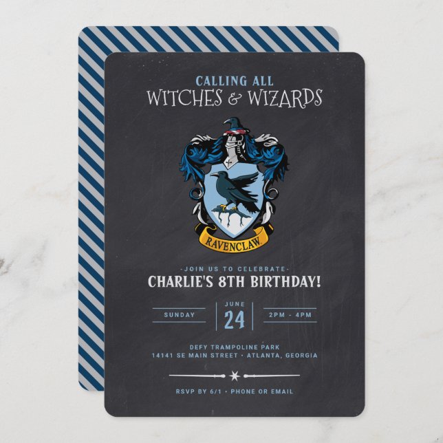 Harry Potter Birthday | Ravenclaw Chalkboard Einladung (Vorne/Hinten)