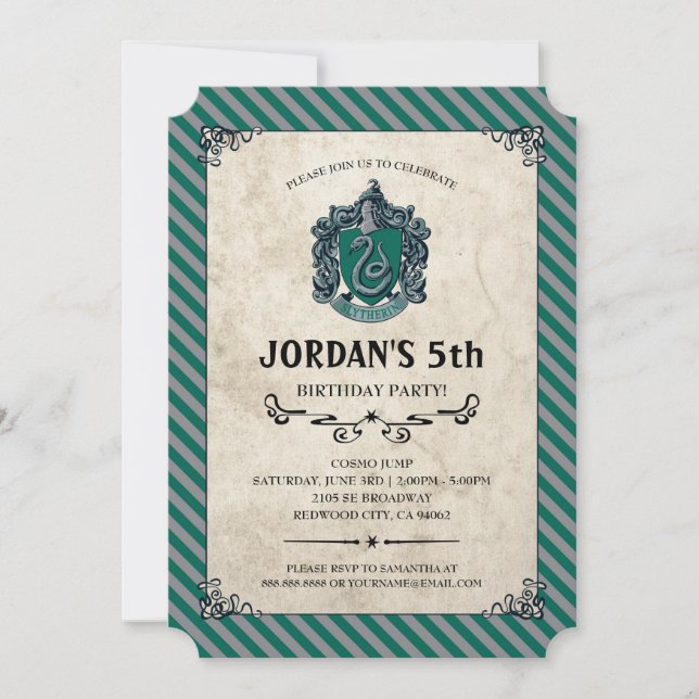 Harry Potter Birthday | Slytherin Einladung (Vorderseite)
