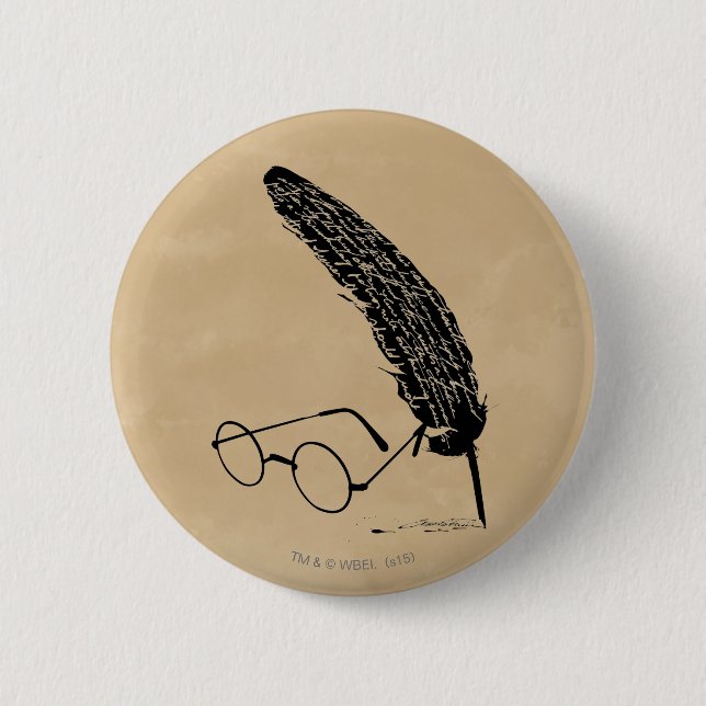 Harry Potter | Brille und Federhalter Button (Vorderseite)