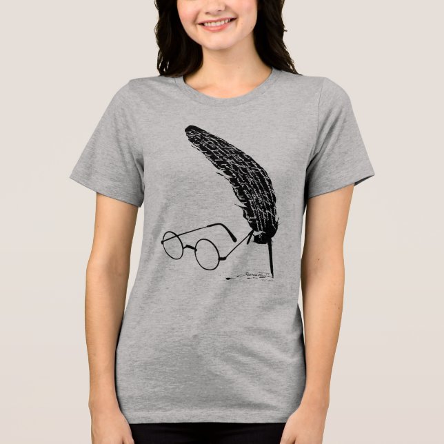 Harry Potter | Brille und Federkiel Tri-Blend Shirt (Vorderseite)