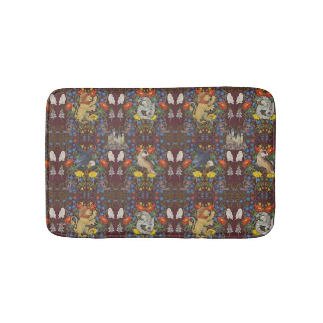 HARRY POTTER™ | Burgundy Watercolor Icon Muster Badematte (Vorderseite)