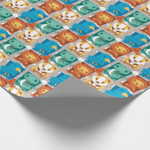 HARRY POTTER™   CARTOON HOGWARTS™ HOUSTS™ GESCHENKPAPIER