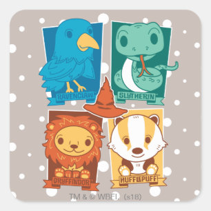 HARRY POTTER™   CARTOON HOGWARTS™ HOUSTS™ QUADRATISCHER AUFKLEBER