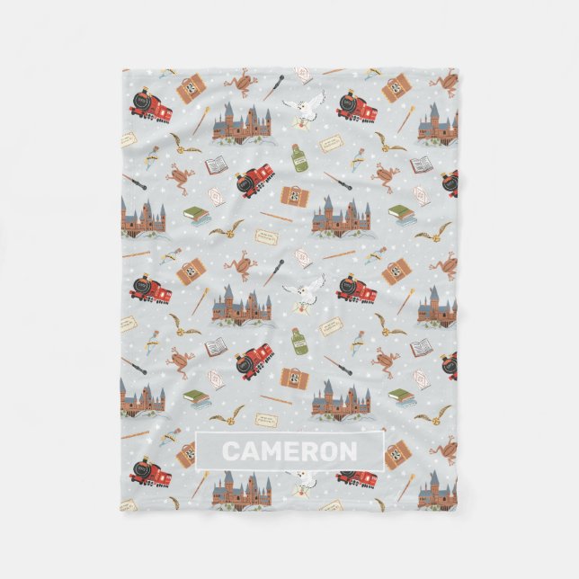 Harry Potter Cartoon Hogwarts Pattern Fleecedecke (Vorderseite)