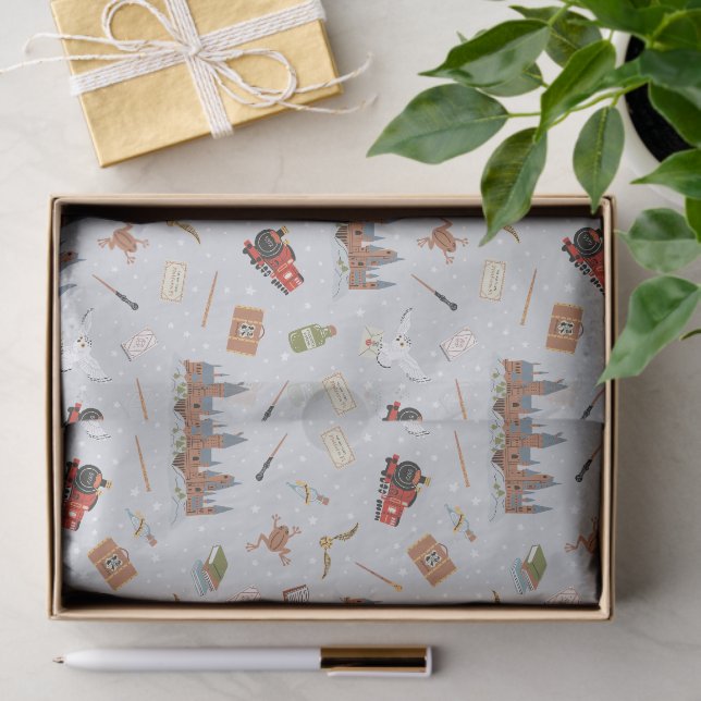 Harry Potter Cartoon Hogwarts Pattern Seidenpapier (Geschenk)