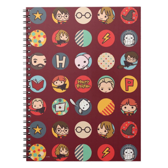 Harry Potter Cartoon Icons Muster Notizblock (Vorderseite)