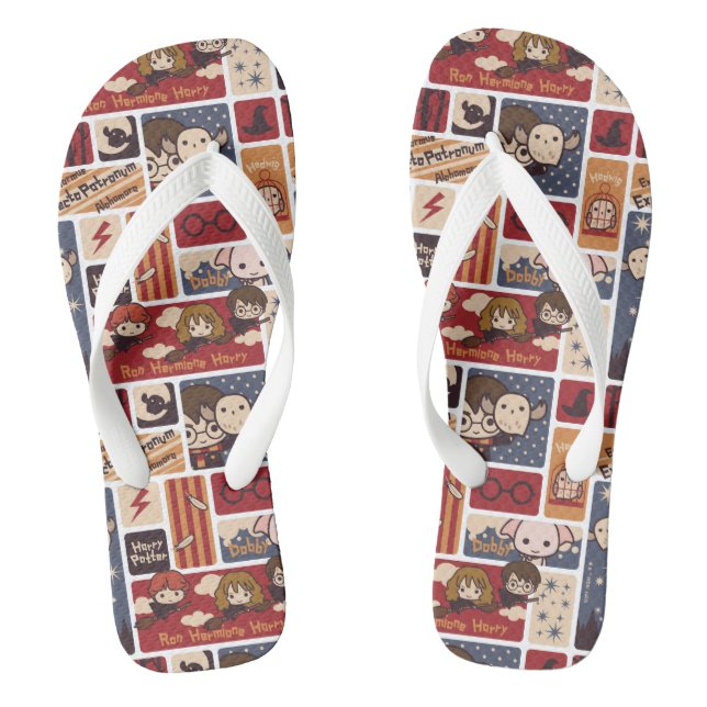 Harry Potter Cartoon Scenes Pattern Flip Flops (Fußbett)