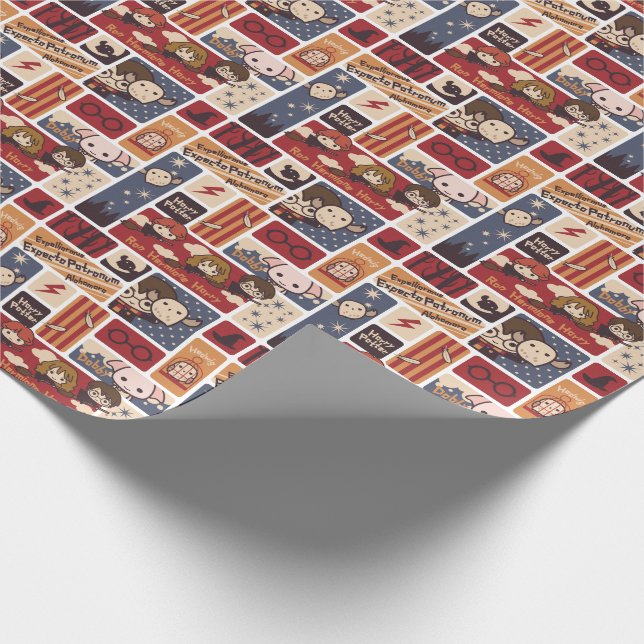 Harry Potter Cartoon Scenes Pattern Geschenkpapier (Ecke)