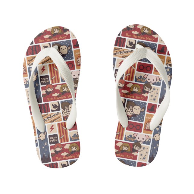 Harry Potter Cartoon Scenes Pattern Kinderbadesandalen (Fußbett)