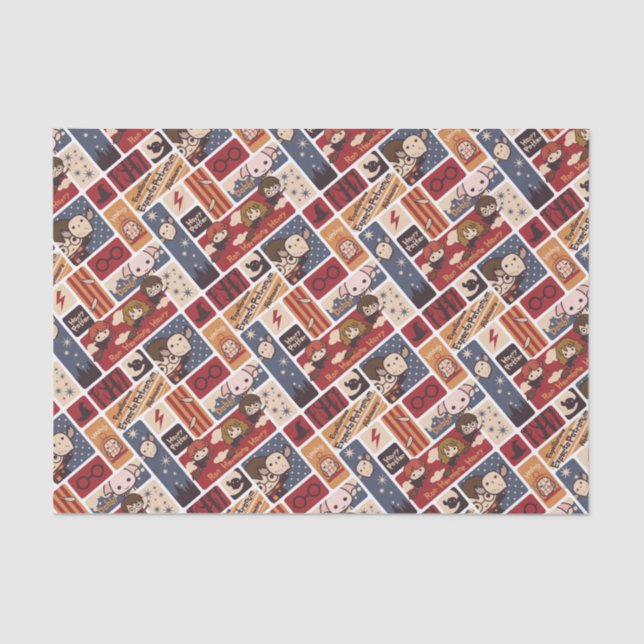 Harry Potter Cartoon Scenes Pattern Seidenpapier (Vorderseite)