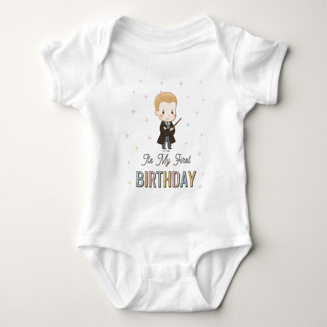 Harry Potter Chibi Draco Malfoy Zauberer Geburtsta Baby Strampler (Vorderseite)