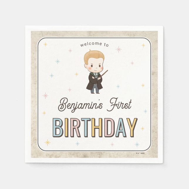 Harry Potter Chibi Draco Malfoy Zauberer Geburtsta Serviette (Vorderseite)