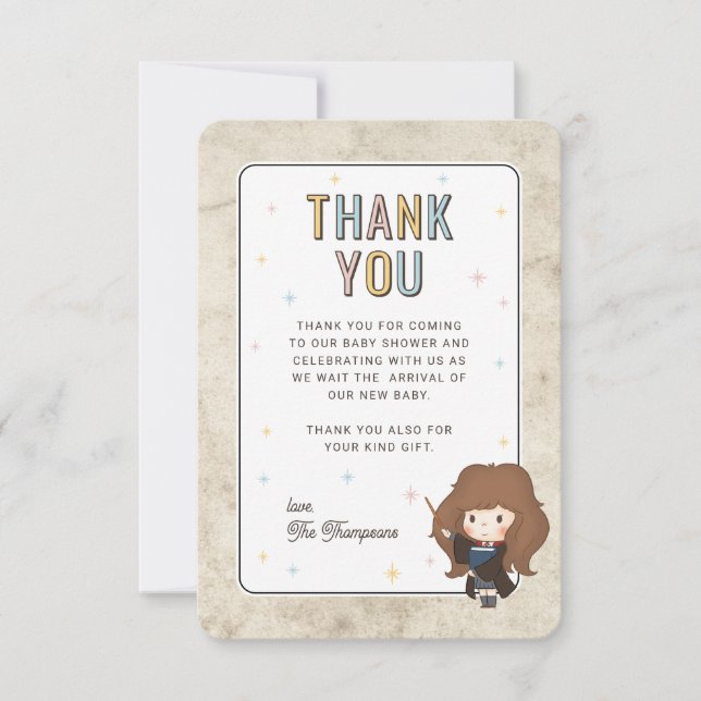 Harry Potter Chibi Hermione Hexenbaby-Party Dankeskarte (Vorderseite)