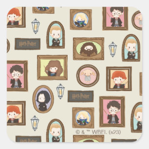 HARRY POTTER™ Chibi Picture Frame Muster Quadratischer Aufkleber