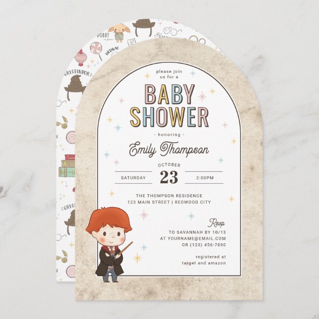 Harry Potter Chibi Ron Weasley Wizard Baby Shower Einladung (Vorne/Hinten)