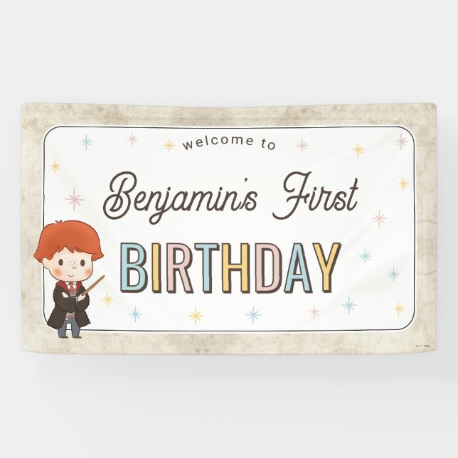 Harry Potter Chibi Ron Weasley Wizard Birthday Banner (Horizontal)