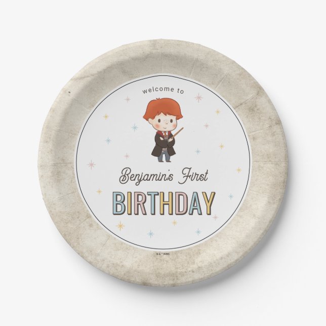 Harry Potter Chibi Ron Weasley Wizard Birthday Pappteller (Vorderseite)