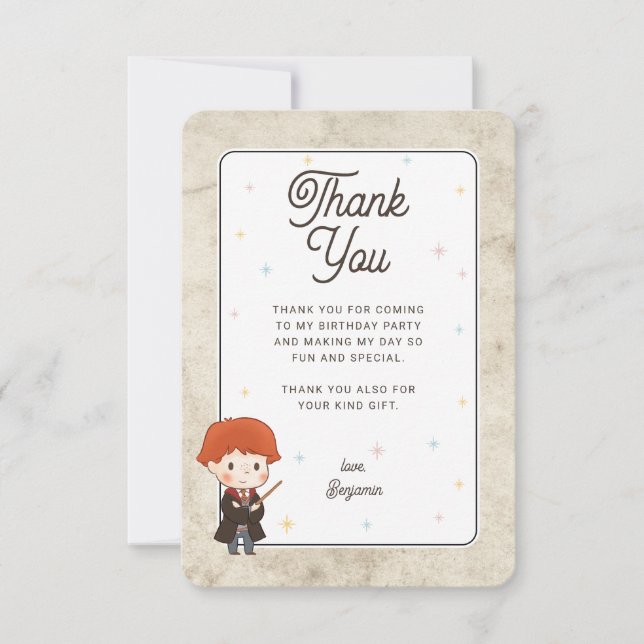 Harry Potter Chibi Ron Weasley Zauberer Geburtstag Dankeskarte (Vorderseite)
