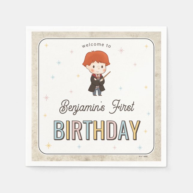 Harry Potter Chibi Ron Weasley Zauberer Geburtstag Serviette (Vorderseite)