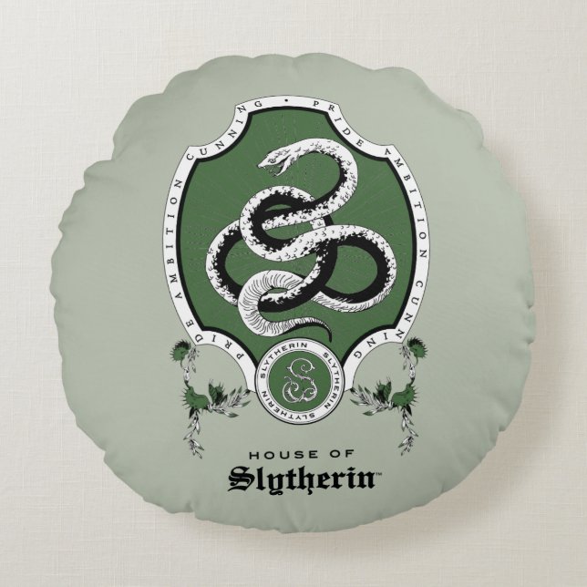 HARRY POTTER™ | Delikates Sketch SLYTHERIN™ Wappen Rundes Kissen (Vorderseite)