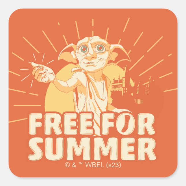 HARRY POTTER™ | Dobby Free für den Sommer Quadratischer Aufkleber (Vorderseite)