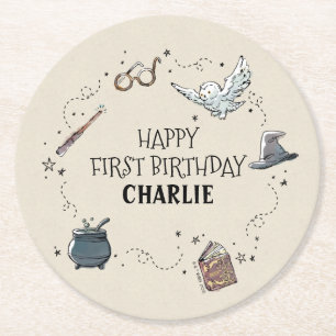Harry Potter erster Geburtstag Runder Pappuntersetzer
