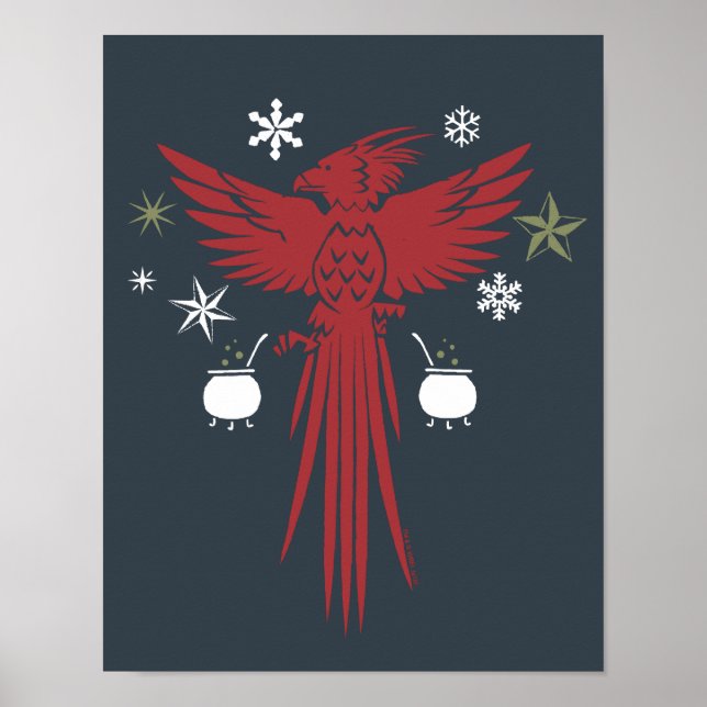 HARRY POTTER™ Fawkes & Cauldrons Holiday Graphic Poster (Vorne)